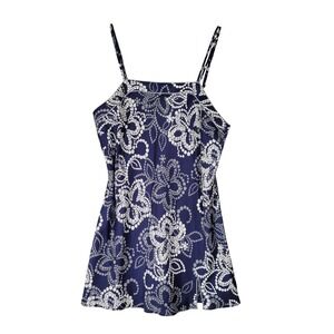 Cabernet Sleepwear Chemise Slip Dress Nightgown Women Large Blue White Floral